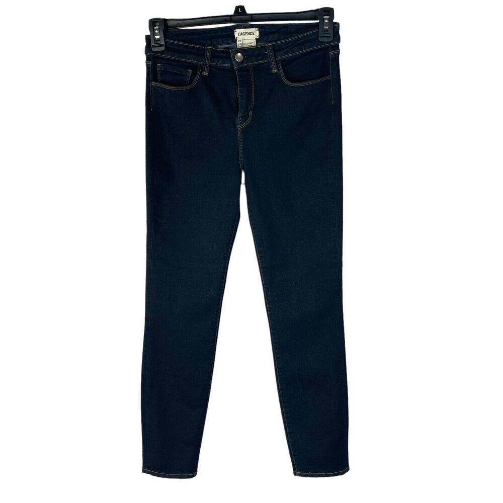 L’Agence SZ 29 Margot High-Rise Skinny Jeans Stretch Pockets Zip Midnight Blue